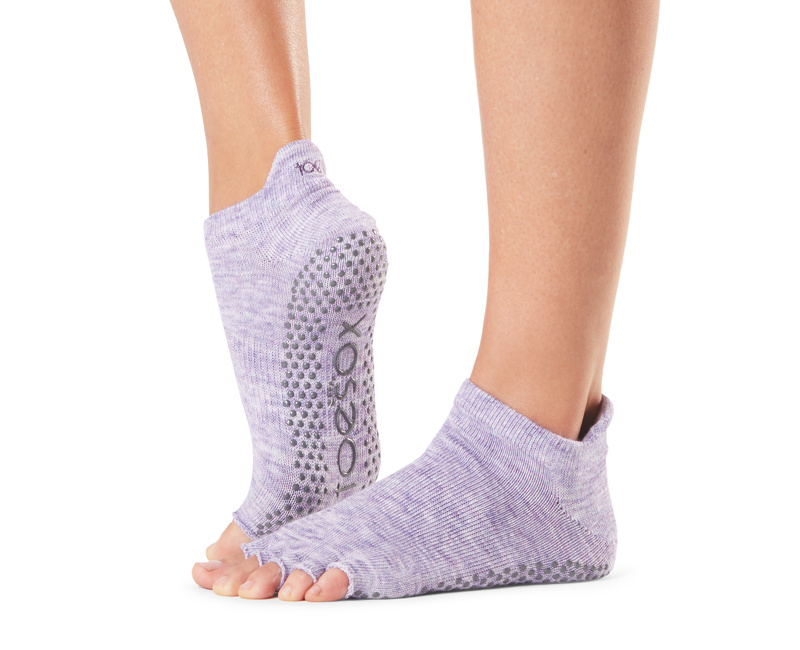 Ponožky na jógu bezprsté nízke Heather Purple