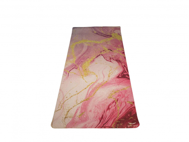 Yogacentrum PU podložka na jogu Pink Marbled