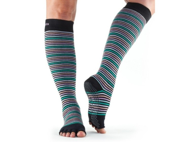 Podkolienky na jógu bezprsté Retro Black Stripe 
