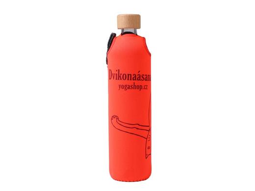 Sklenená fľaša Dvikonaásana coral